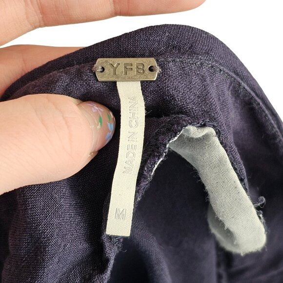 Young Fabulous & Broke Navy Blue Cropped Linen Tank Sz M - Picture 4 of 7